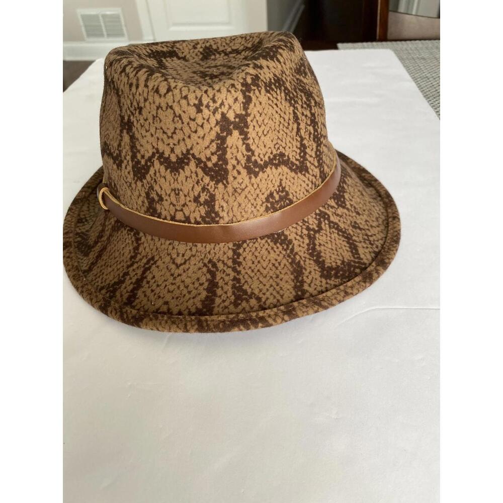 Eric Javits Brown Python Print Wool Hat Classic W… - image 6